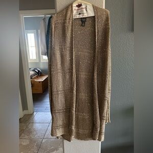 Chico’s gold sequined cardigan. Perfect for the holidays! 3X